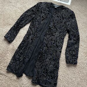 VTG Carmen Marc Valvo Velvet Burnout Evening Coat Silk Lined NWT M